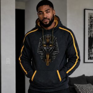 Original Pharaoh in Black on Blended Black Hoodie (Printed)