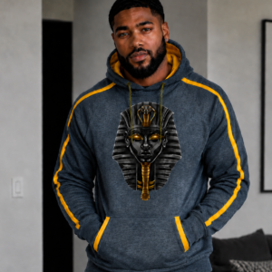 Original Pharaoh in Black on Blended Black and gold Hoodie (Printed)